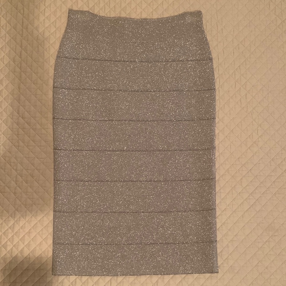 Bcbg Metallic gold pencil skirt